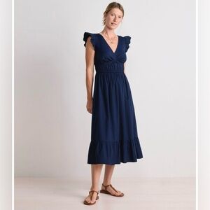 Vineyard Vines Black Dress with Ruffle Sleeves, Size Large